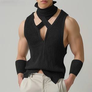 <b>Men's</b> 100% Cotton <b>Tank</b> <b>Tops</b> Quick Dry Fitness Ribbed Design Workout Polyester Breathable Knitted Weaving with Washed Technics - Product Image 3