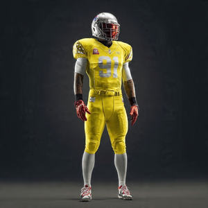 Conjunto de Uniforme Americano de Fútbol Americano con Camiseta Amarilla de Manga Corta y Pantalones Americanos, Sublimación OEM - Product Image 6
