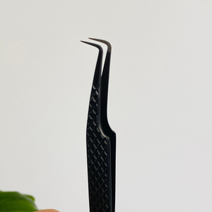 Pinzas de extensión de pestañas de punta de fibra de 65 grados con logotipo personalizado Easy Fans Suministros de pestañas con pinzas de pestañas de Punta regular - Product Image 3