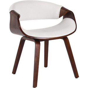 Set in stile Midcentury di 2 sedie da pranzo con schienale curvo in legno curvato bianco in pelle sintetica con struttura in compensato di noce per uso domestico - Product Image 5