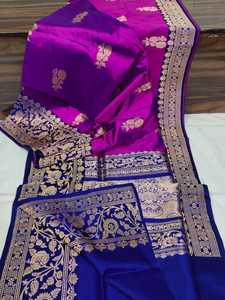 Custom Made Brocade Silk Sarees in <b>Purple</b> Coloured Body & Gold Print and Also in Patterns Ideal for Resale by <b>Fabric</b> Stores - Product Image 3