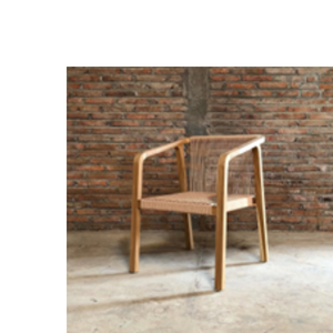 Chaise de salle à manger en bois de teck massif moderne de haute qualité chaise de jardin à dossier tissé en corde japon - Product Image 2