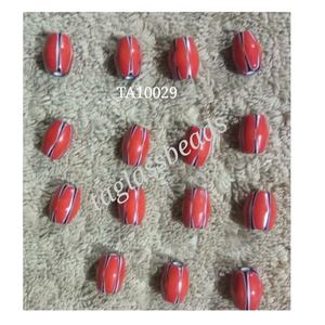 Grandes perles de verre chevron rayé rouge blanc fournitures de fabrication de bijoux grandes perles rondes en verre Chevron accessoires de décoration bricolage - Product Image 2