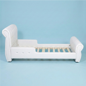 Lit pour enfants avec cadre en bois et revêtement en cuir PU, lit rembourré pour enfants, cadre de lit en bois massif pour enfants pour chambre à coucher / hôtel - Product Image 5