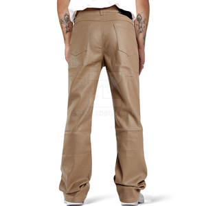 Pantalones de Cuero para Hombre, Estilo Casual, MOQ Bajo, Lavado Oscuro, Cintura Media, Corte Recto, Transpirables, para Uso en Exteriores en Invierno, en Oferta - Product Image 2