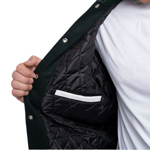 Chaqueta Varsity Retro para Hombre al por Mayor, Cuerpo de Lana, Mangas de Cuero, Cierre Frontal con Cremallera, Estilo Bomber, Uniforme de Equipo de Campeonato - Product Image 6