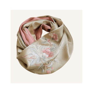 El más nuevo diseño, bufandas de seda reales suaves, envolturas bordadas a mano, bufanda de seda con patrón de flores, bufanda de mezcla de seda para mujer - Product Image 5