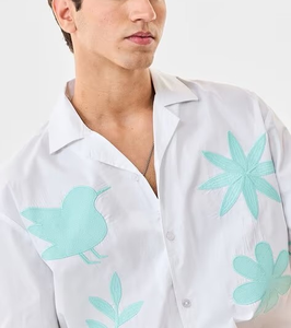<b>Men's</b> Retro Hong Kong-Style Hawaiian <b>Beach</b> <b>Shirt</b> Short-Sleeved and Loose Fit Casual Summer Clothing Size Embroidered Boxy Fit - Product Image 3