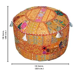 Export Quality Handmade Pouf Cover For Home Decor Pouffe Foot Stool Round Seating Ottoman From Indian Supplier