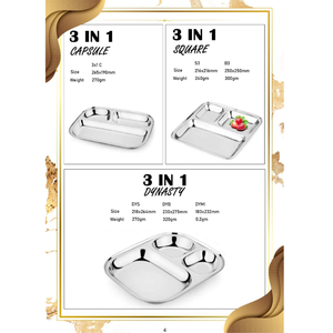 Plato de cena de acero inoxidable/bandeja de desorden plato con compartimento de alta calidad plato para servir - Product Image 2