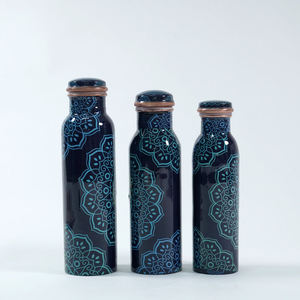 Botella de agua consciente de la salud de cobre puro con acabado brillante, diseño impreso esmaltado de 950ML para gimnasio, Yoga, escuela, oficina, regalos de boda - Product Image 6