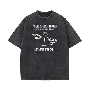 Streetwear vintage délavé à l'acide 100% jersey de coton imprimé graphique haut t-shirt surdimensionné pour hommes - Product Image 5