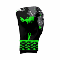 Gants de boxe professionnels en cuir de vachette de haute qualité, noirs, 8oz/16oz, avec sangle de poignet réglable et fermeture auto-agrippante, personnalisables