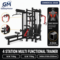 Appareil de musculation multifonctionnel commercial 4 stations avec croisement de câbles et pile de poids pour entraînement de force en salle de sport