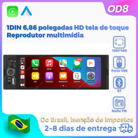 MEKEDE Stock Brésil, sans taxes, livraison rapide, autoradio FM 1DIN 6,86 pouces pour lecteur MP5 universel, compatible BT, USB, Car-play