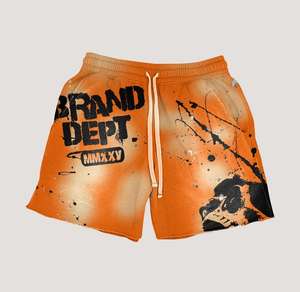 Imprimé personnalisé hommes lavage à l'acide manches courtes t-shirt/vintage streetwear brut ourlet coupe streetwear shorts ensembles pour l'été - Product Image 3