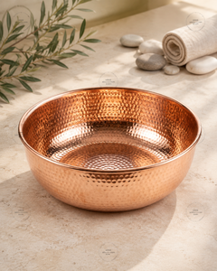 Handcrafted Copper <b>Pedicure</b> Bowl with Hammered Texture Eco-Friendly <b>Pipeless</b> Design for Spa Use - Product Image 6