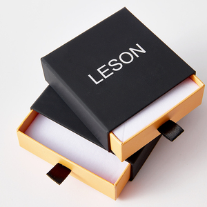 Custom Logo Black Paper <b>Cardboard</b> Bracelet Box 2mm <b>Thickness</b> UV Foil Embossing Sponge Slide Drawer Matt Lamination Jewelry - Product Image 3