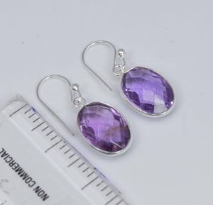 925 argent sterling massif février pierres de naissance boucles d'oreilles lunette ensemble forme ovale coupe améthyste avec crochet Chic charme Design - Product Image 4