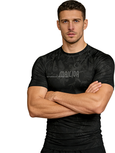 Rash Guard <span class=keywords><strong>BJJ</strong></span> a Maniche Corte con Logo Personalizzato, Senza Gi, per Grappling e Jiu Jitsu, Prezzo di Fabbrica - Product Image 2