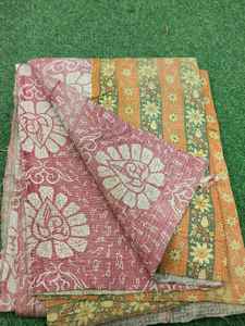 ผ้าห่มผ้าฝ้ายคันธาทำมือแบบวินเทจ ผ้าห่มสองด้านสไตล์เรโทร - Product Image 1