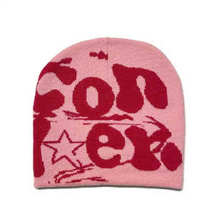 OEM barato Tasa de letra Jacquard de punto personalizado su logotipo puños deportes Jacquard de punto Beanie de moda - Product Image 1