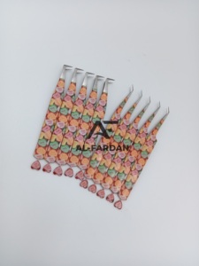 2024 nouveau Logo personnalisé papier enduit pince à cils 45 & 90 degrés botte acier Fiber pointe cils Volume pince à épiler - Product Image 2