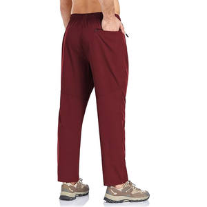 กางเกงวอร์มผ้าฝ้ายโพลีเอสเตอร์ระบายอากาศมีกระเป๋าด้านหน้าแบบเรียบมีซิปสำหรับผู้ชาย - Product Image 4