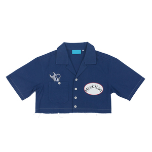 OEM ODM personalizado para mujer recortada de manga corta camisas de trabajo con bordado Impresión de negocios corporativos Oficina Blusa Proveedor - Product Image 1