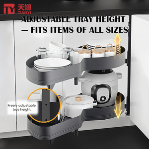 Cestello Girevole Premium in Alluminio a 2 Livelli per Angoli, Organizer per Mobile Base <span class=keywords><strong>Cucina</strong></span>, Cesto Portaoggetti Rotante per Angolo <span class=keywords><strong>Cucina</strong></span> - Product Image 3