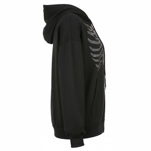 Novedad, Sudadera con Capucha Informal con Logotipo de Diamantes de Imitación Personalizado para Mujer, Sudadera de Alta Calidad Transpirable para Calle, con Capucha para Invierno - Product Image 3