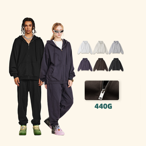 Haute Qualité Coton Épais Draw String Lourd Français Terry Zip Up À Capuche Personnalisé Goutte D'épaule Surdimensionné Hoodies - Product Image 1