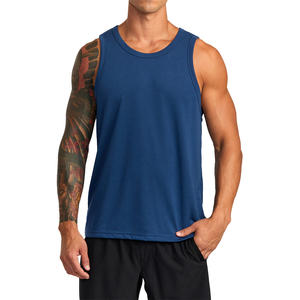 Camisetas sin mangas de punto transpirables de talla grande para hombre, estilo informal de secado rápido con decoración bordada, mejora el rendimiento atlético - Product Image 1