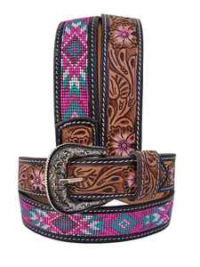 Ceinture de cowboy vintage authentique de qualité supérieure en cuir pleine fleur avec un design perlé, boucle en alliage, fabrication artisanale, longueur personnalisée - Product Image 2