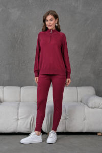 Ensemble de survêtement élégant pour femme, deux pièces, pull à demi-zip, jambe skinny, sport, décontracté, manches longues, tricot de haute qualité, élégant - Product Image 5