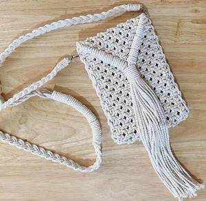 Bolso bandolera de macramé bohemio hecho a mano, bolso cruzado de algodón tejido, bolso de viaje informal elegante para uso diario y viajes al aire libre - Product Image 2