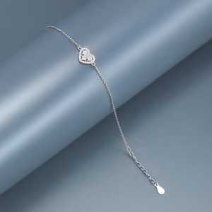 Bracelet tennis en or 18 carats plaqué rhodium avec pendentif cœur pour femme - Product Image 2