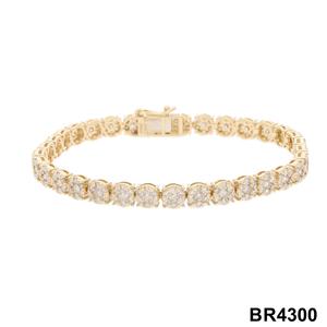 สร้อยข้อมือเทนนิสลายเพชรกลม4.49CTW หรูหราทำด้วยมือทอง14K สำหรับผู้หญิงที่ฉลาด - Product Image 2