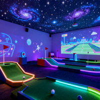 Équipement de terrain de jeux intérieur, projection interactive, murale ciel étoilé, mini LED lumineuse verte + noire 61x381cm, parc d'attractions de golf