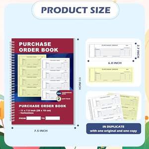 Bestellbuch 7,5 x 11 Zoll 2-teilig Durchschreibeformular Spiralgebundene Bestellformulare Quittungsbuch Rechnungsbuch 100 Blätter - Product Image 2