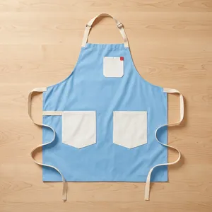 Light Blue Canvas Heavy Duty Sleeveless Bib <b>Apron</b> with 3 Pockets Durable Machine Washable for Cooking Daily Use - Product Image 1