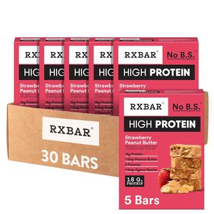RXBAR Barras de Proteína, Sin Gluten, Snacks de Proteína, Sabor Fresa y Mantequilla de Cacahuete (6 Cajas, 30 Barras) - Product Image 1