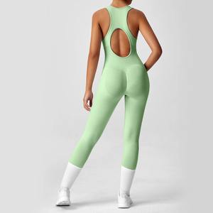 Seamless Peach <b>Booty</b> One-Piece Yoga Bodysuit - V-Back Tummy Control Gym Outfit for Women - Sexy Workout Jumpsuit Fitness Bodycon - Product Image 1