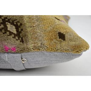 Vintage Pattern 12x12 Inch Beige Wool Kantha Mosaic Paisley Paneled Grape Patchwork Eco-Friendly Non-Slip Removable <b>Pillow</b> - Product Image 4