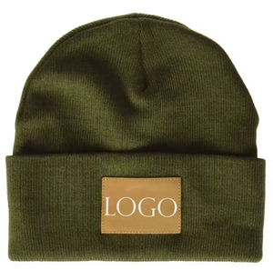 New Wholesale Custom <b>Designer</b> Logo Knitted Winter Cuff Beanie Various Styles Casual Party Beach Travel 3D Embroidery Common - Product Image 1