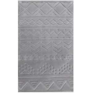 Tapis de bain/douche Louis gris clair 70x120cm en jacquard abstrait teint en fil beige - Production sur mesure - Fabriqué en Turquie - Product Image 2