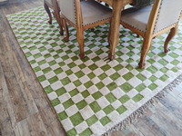 Beste Qualität Maßge schneiderte Beni Ourain Tribal Schachbrett Shag Wolle Teppich Boho Marok kanisch Grün Weiß Teppich Hand gefertigt Beni Set