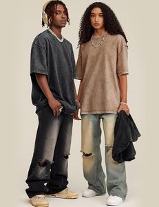 Heavyweight Vintage Acid Washed Oversized T-<b>Shirt</b> Wholesale High-Quality Cotton Blank Oversized T-<b>Shirts</b> - Product Image 2