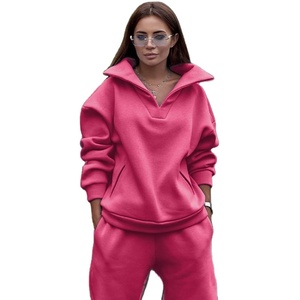 Survêtement en laine grande taille pour femmes, ensemble deux pièces printemps-hiver, surdimensionné, ensemble décontracté, survêtement de sport pour femme, ensemble deux pièces - Product Image 1
