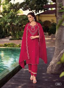 Latest Beautiful Handwork on Shimmer Vichitra Fabric with Inner <b>Kurti</b> Pent With Designer Embriodary Dupatta <b>for</b> <b>Women</b> Collection - Product Image 2